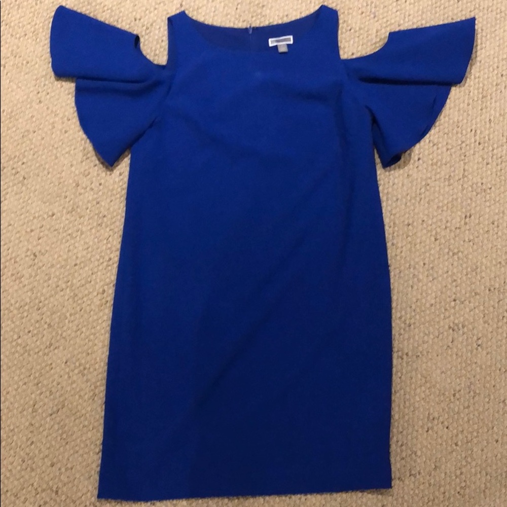 Cobalt blue dress with shoulder cutouts